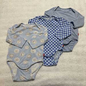 Magnetic Me 9-12 Months Bundle Of 3 Boys Blue Lions Bodysuits Stripes Checkered